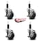Service Caster 3.5'' Black Poly Swivel 1-1/8'' Expanding Stem Caster Set with Brake, 4PK SCC-EX20S3514-PPUB-BLK-TLB-118-4 - alternate 2